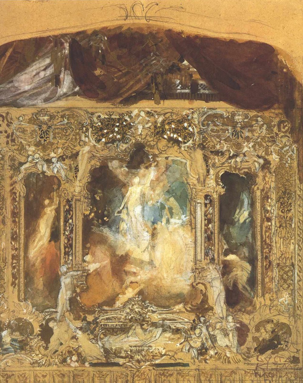 Tiyatro perdesi için tasarım by Gustav Klimt