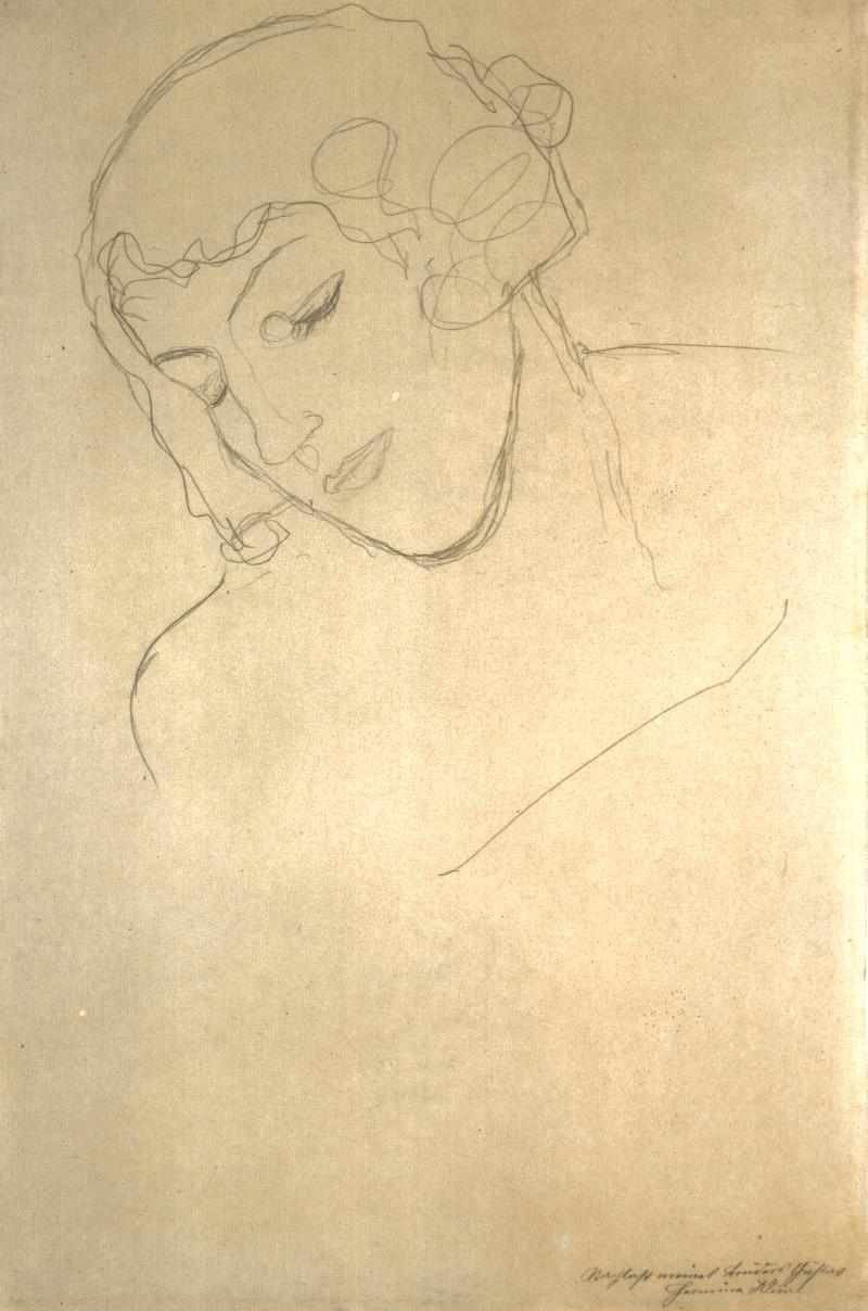 Bir kadının başı ve göğsü by Gustav Klimt
