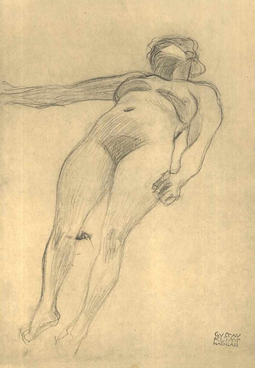 Sağda yüzen çıplak by Gustav Klimt