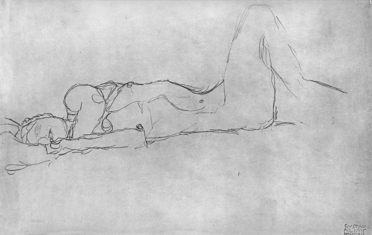 uzanmış kadın çıplak by Gustav Klimt