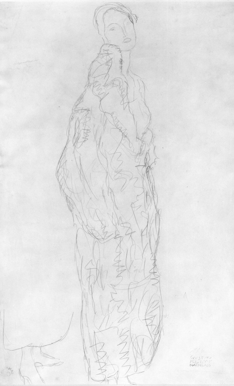 ರೋಬ್ಡ್ ಸ್ಟ್ಯಾಂಡಿಂಗ್ ಲೇಡಿ, ಸಿ.1916 ಟರ್ಕ್ by Gustav Klimt