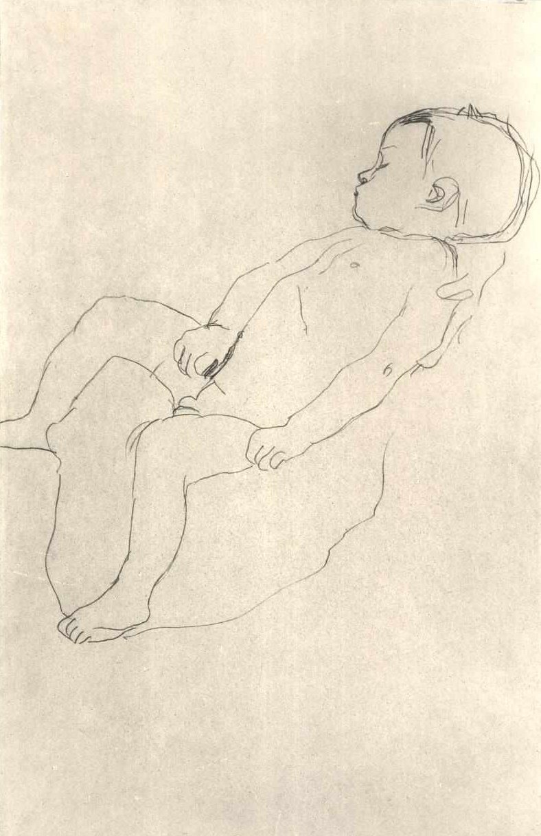 Soldaki uyuyan çocuk by Gustav Klimt