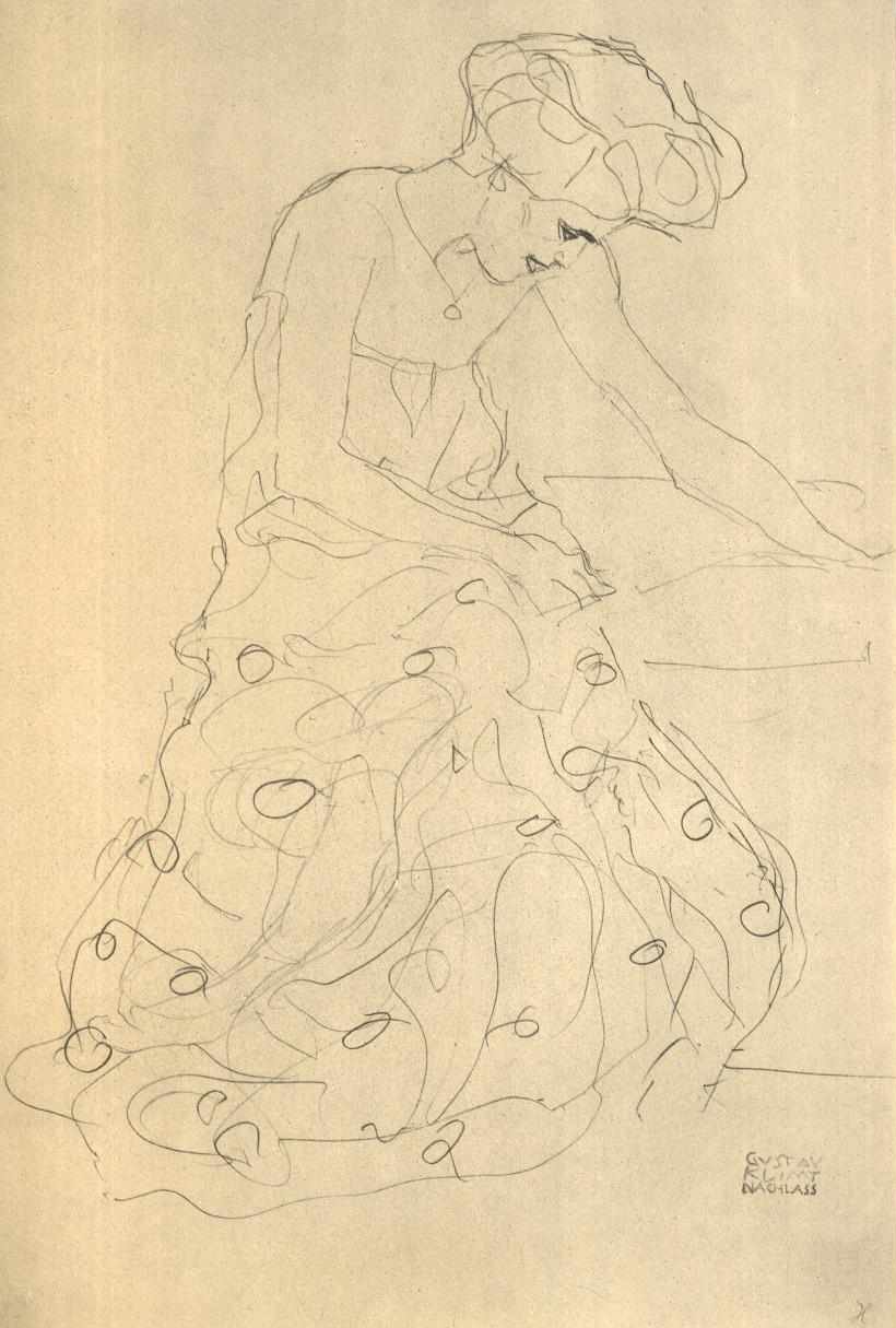 Sağa oturmuş by Gustav Klimt
