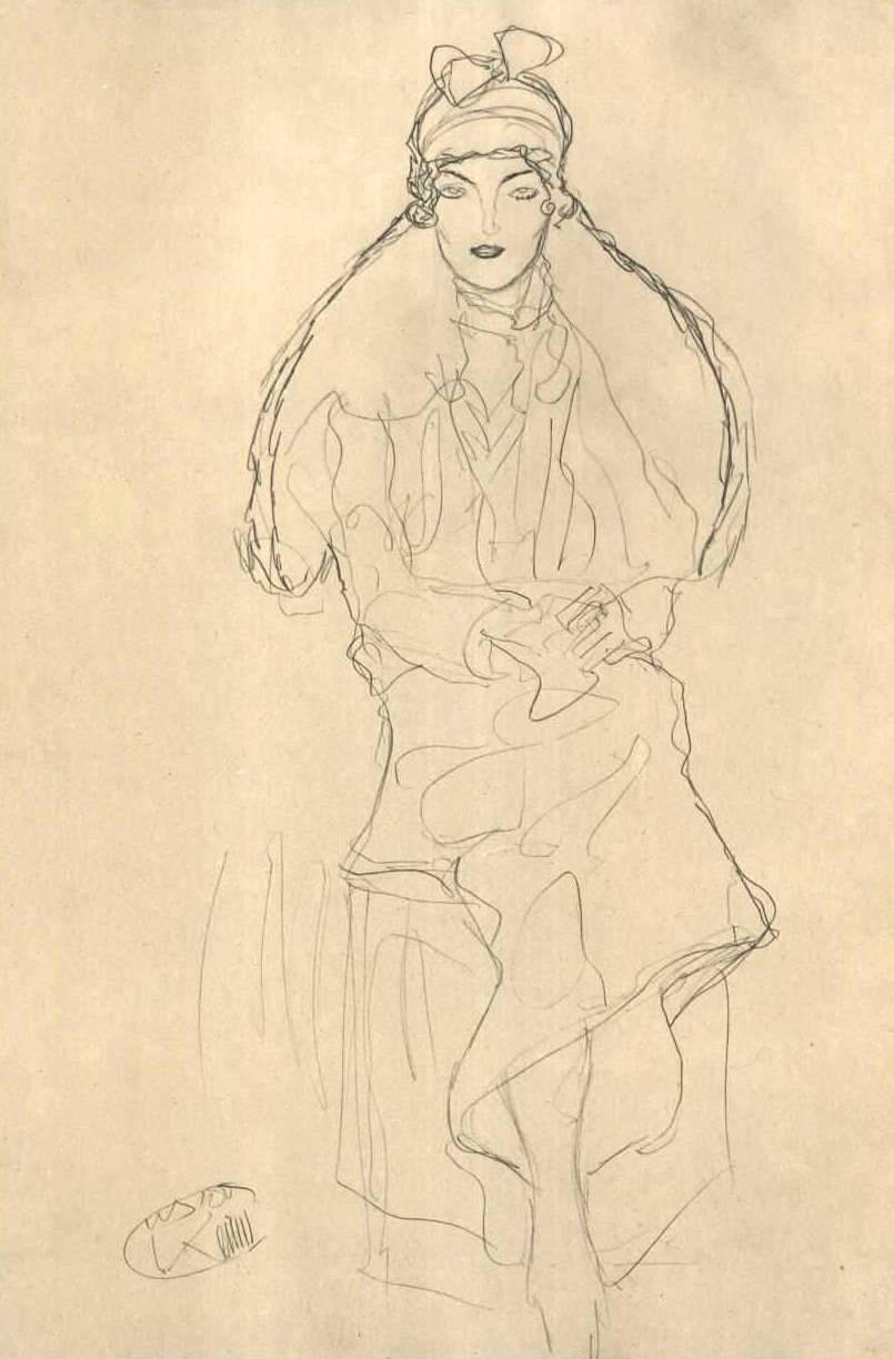 Önden oturmuş by Gustav Klimt