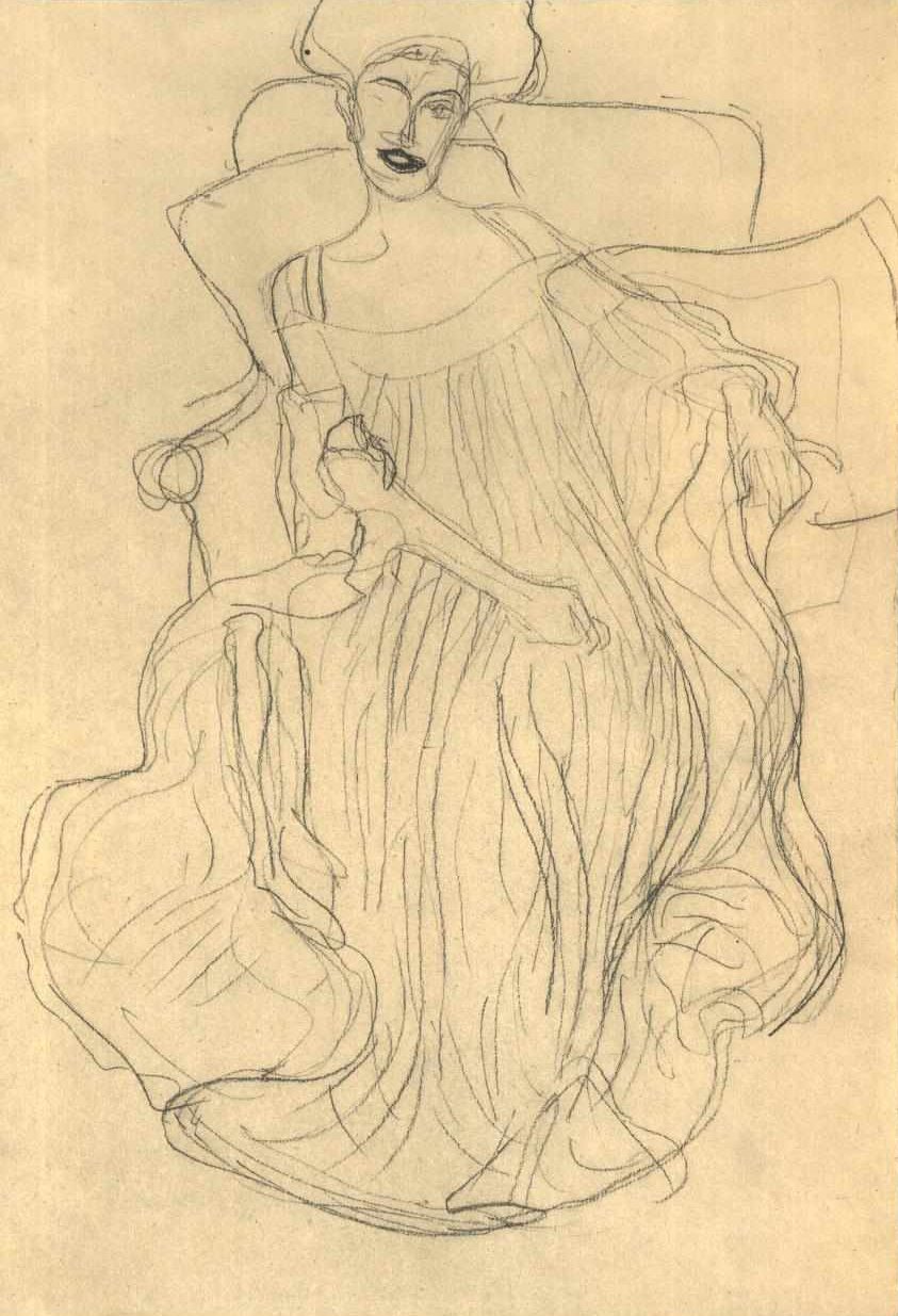 Önden oturan 001 by Gustav Klimt
