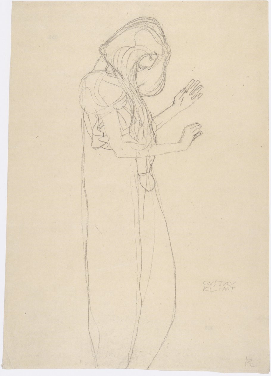 Sağda duran kadın figürü by Gustav Klimt