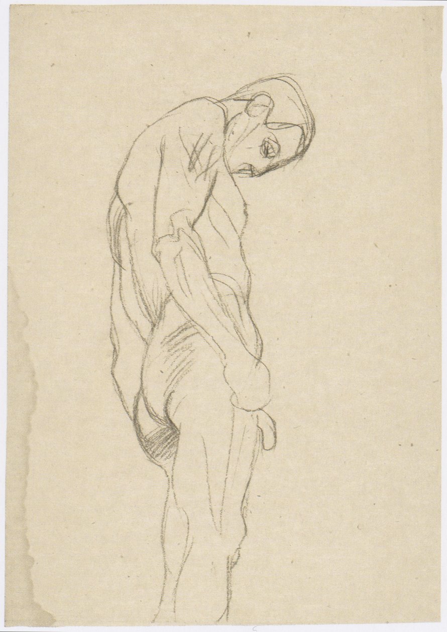 Eğilmiş kafa ile sağda duran adam by Gustav Klimt