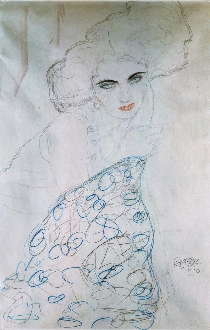 Bir kadın portresi için çalışma by Gustav Klimt