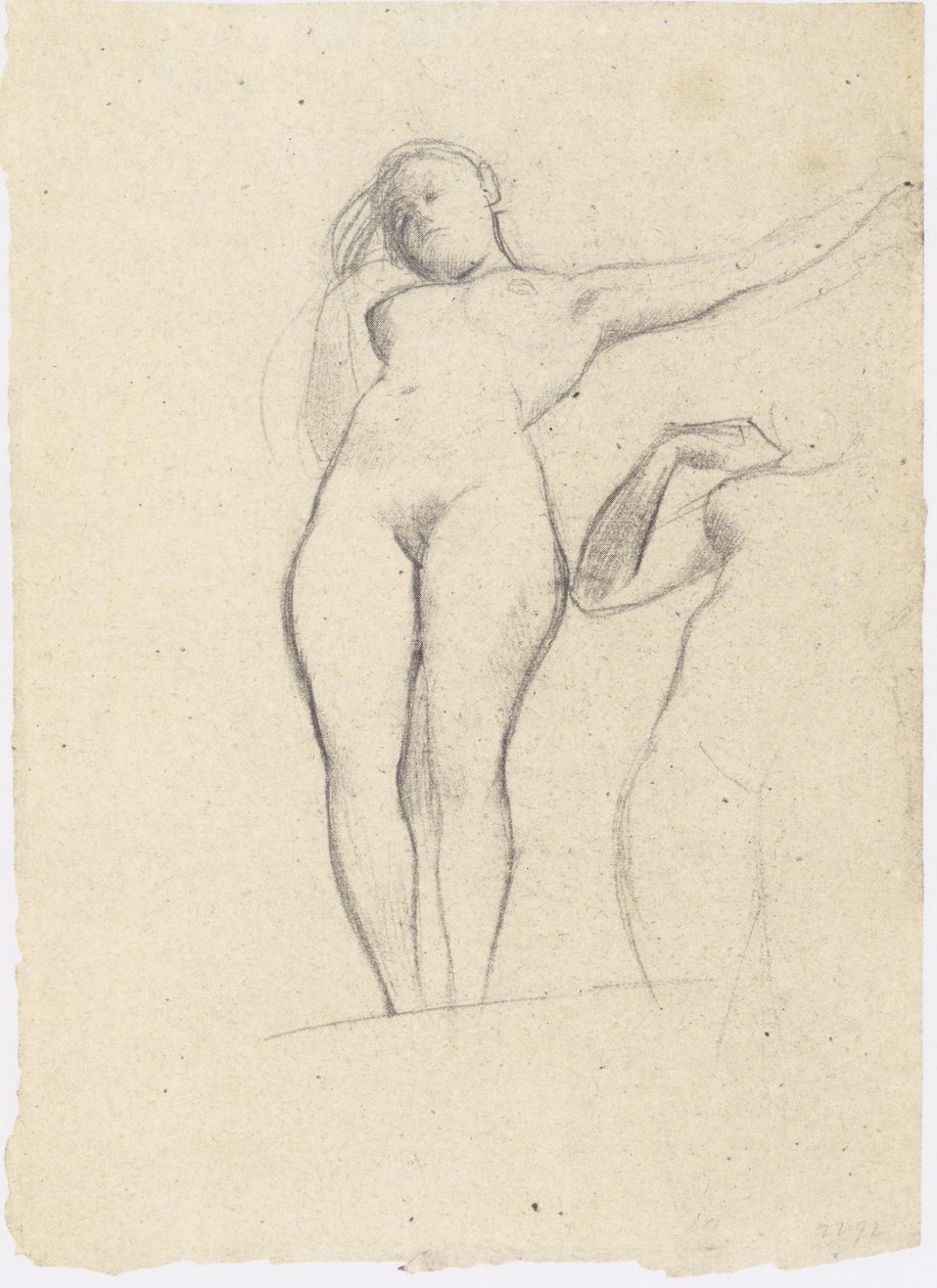 Sola çıplak duran iki çalışma by Gustav Klimt