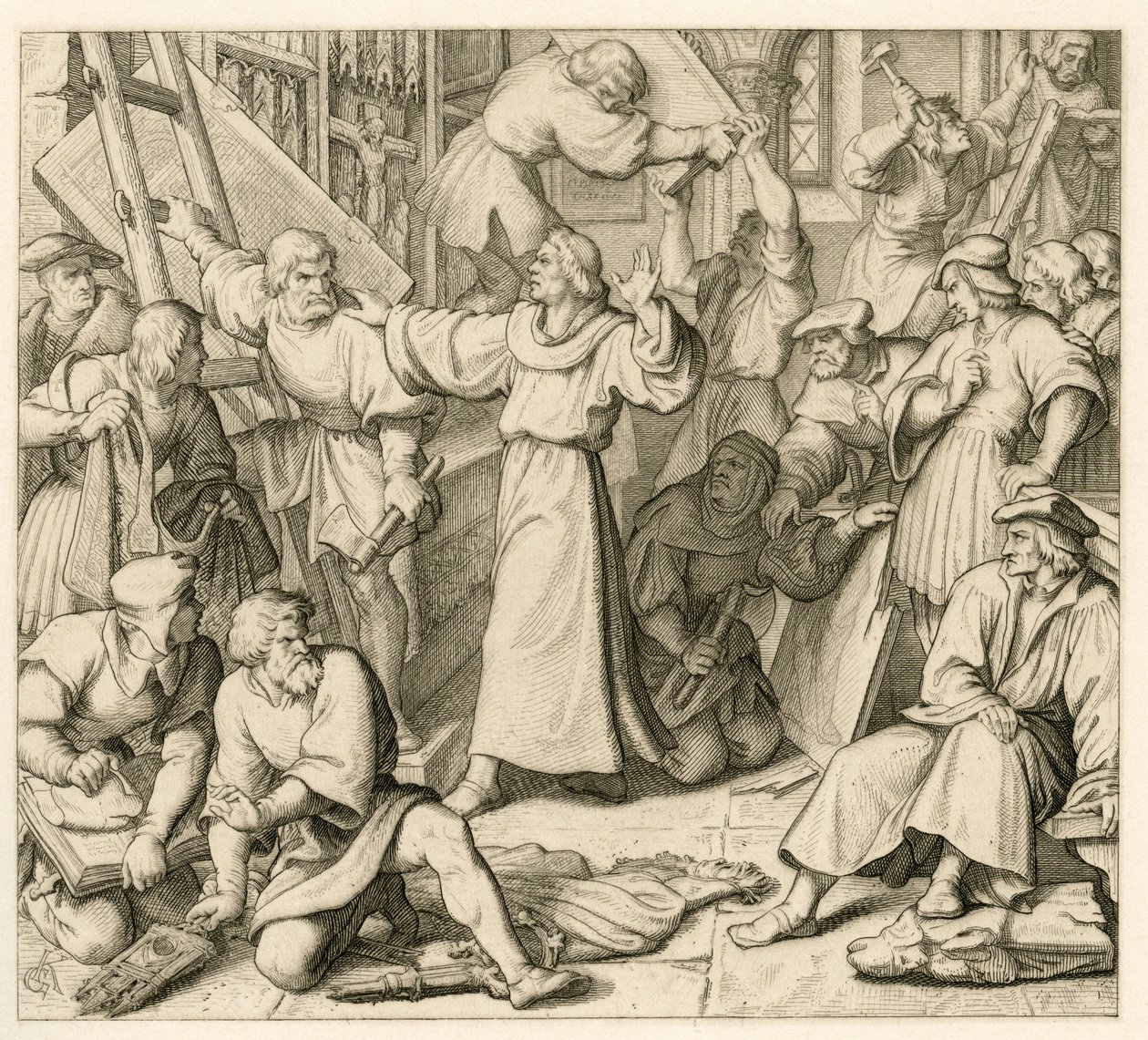 Martin Luther ikonoklazma karşı by Gustav Ferdinand Leopold Konig