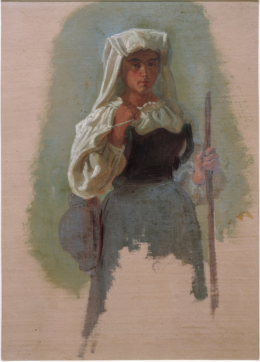 bir sopa ile İtalyan kadın by Gustav Jakob Canton