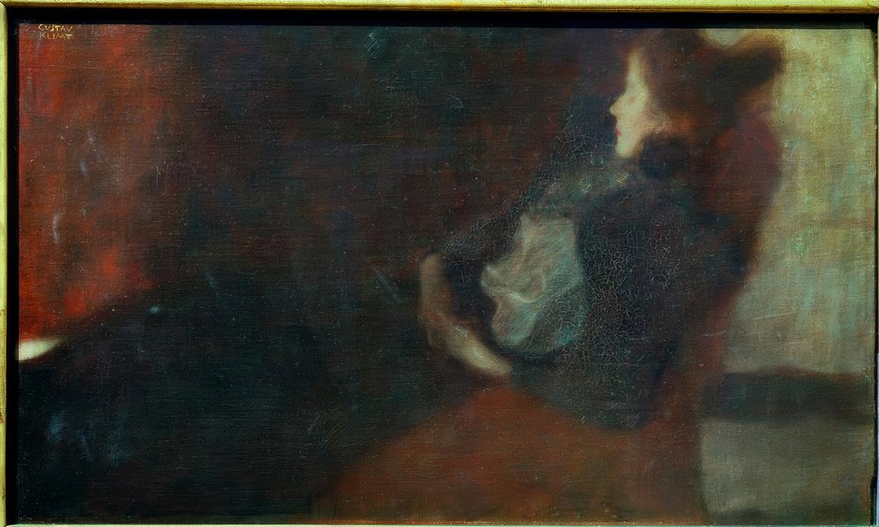 Bayan şömine başında by Gustav Klimt
