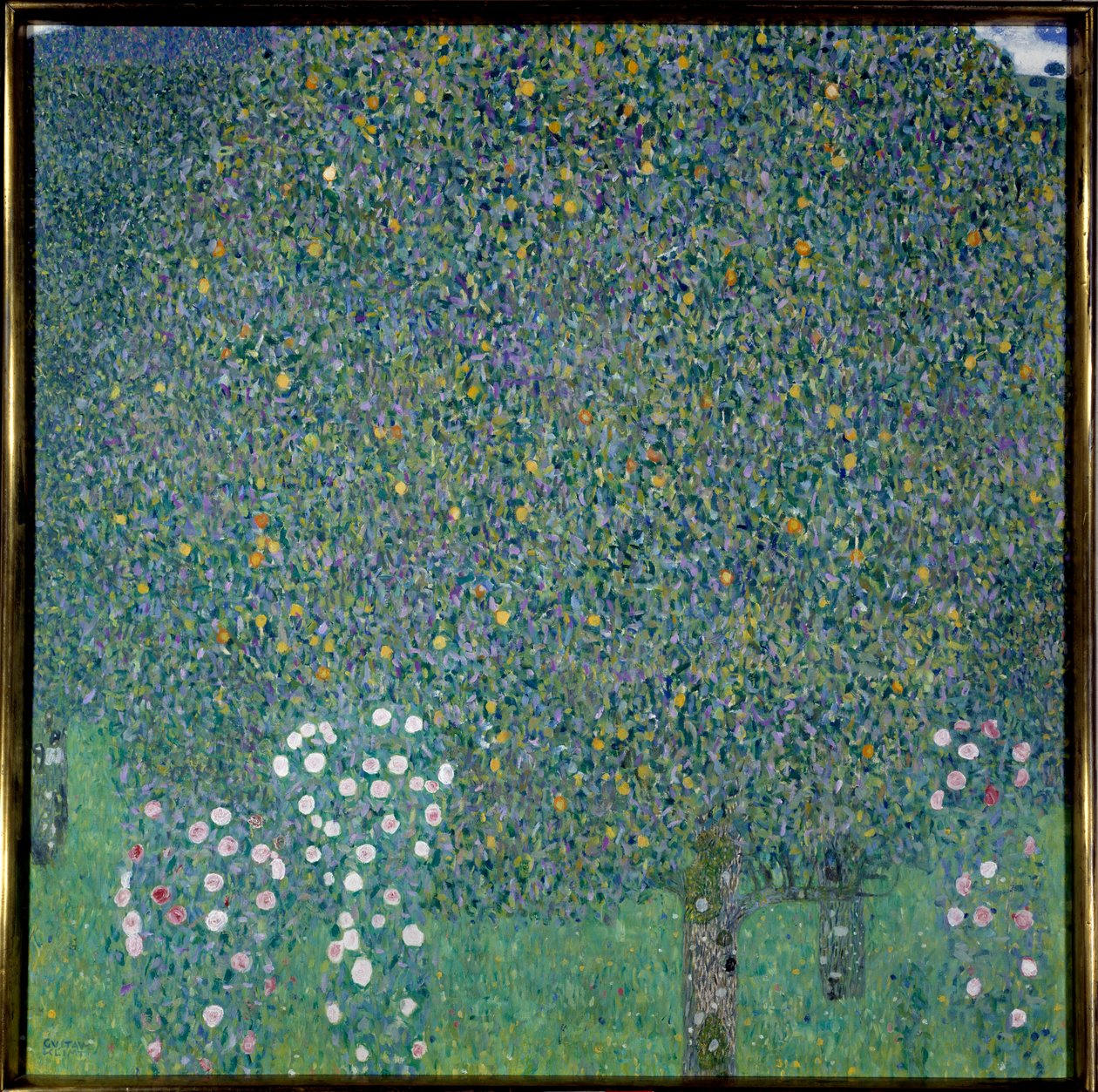 Ağaçların altında gül çalıları by Gustav Klimt