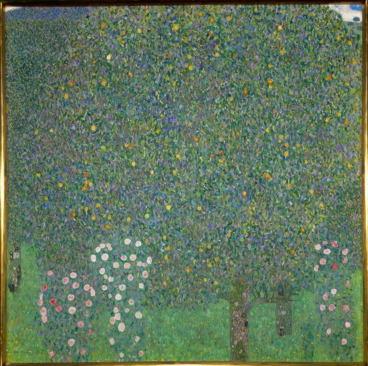 Ağaçların altında gül çalıları by Gustav Klimt