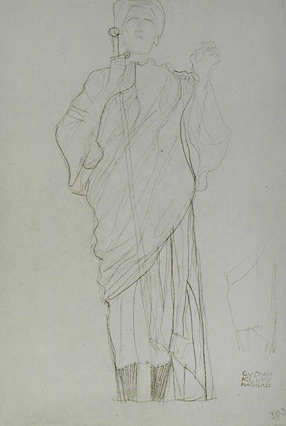 Kılıç tutan duran kadın by Gustav Klimt