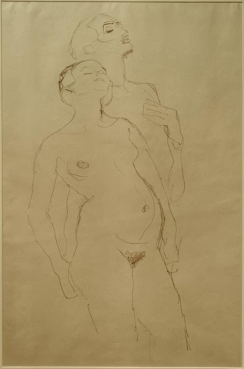 Daimi aşıklar (Adem ve Havva için çalışma) by Gustav Klimt