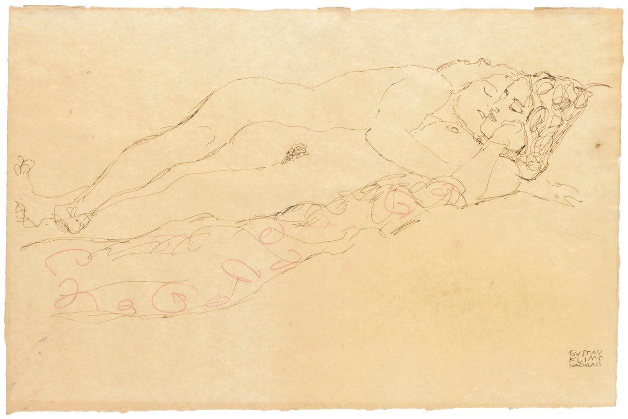 İki uzanmış nü, c.1913 by Gustav Klimt
