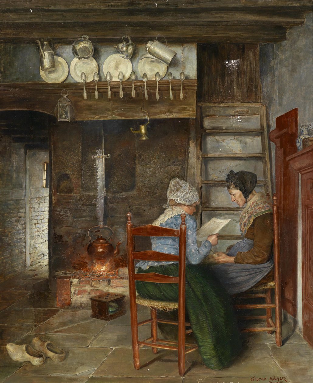 Interieurszene by Gustav Köhler