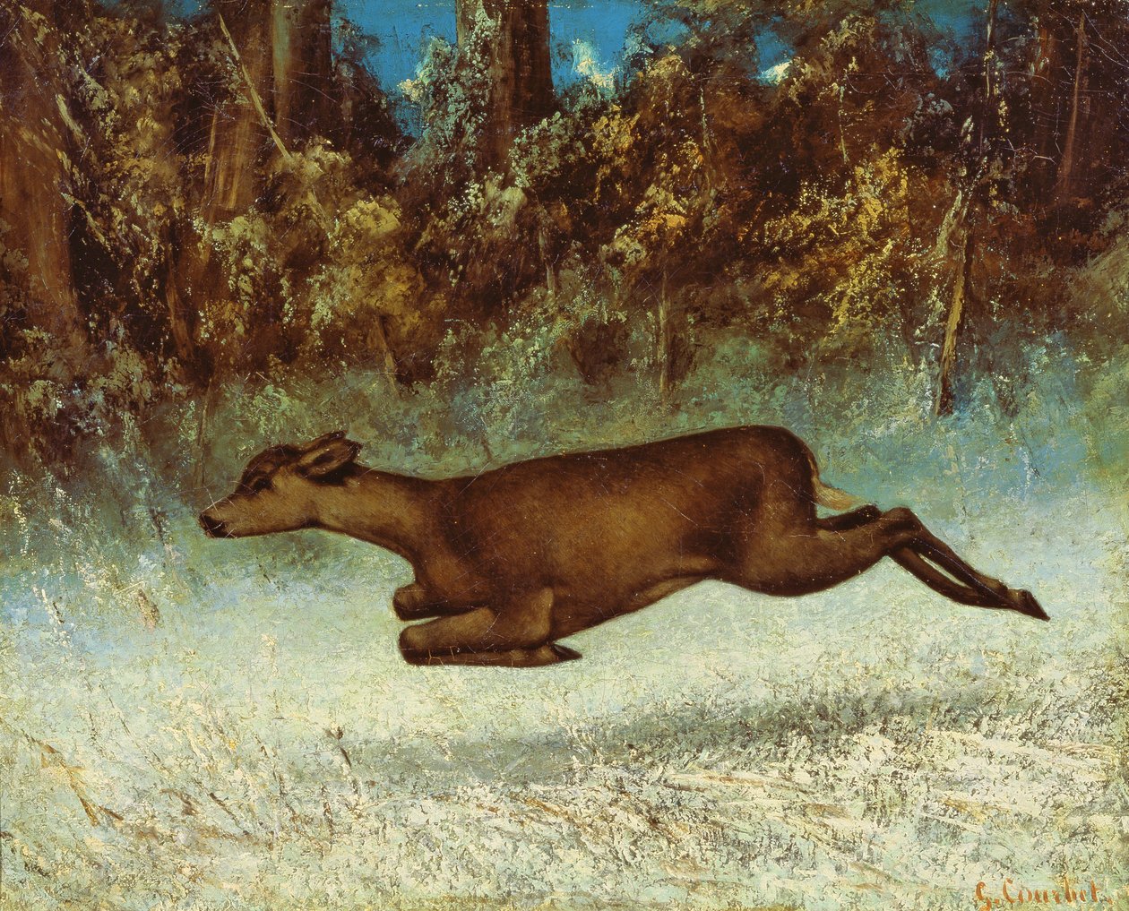 Sıçrayan Doe by Gustave Courbet