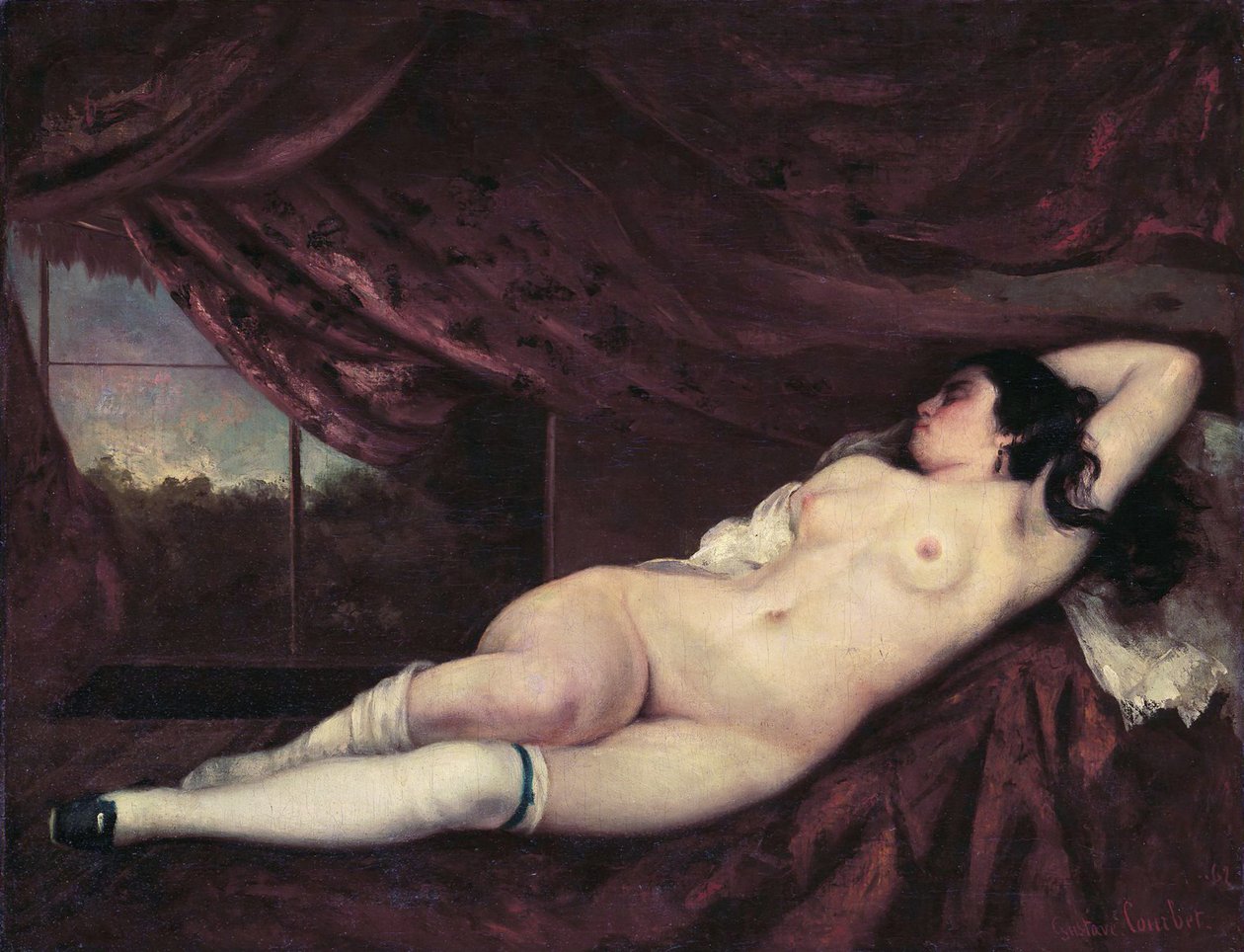 çıplak uzanmış kadın by Gustave Courbet