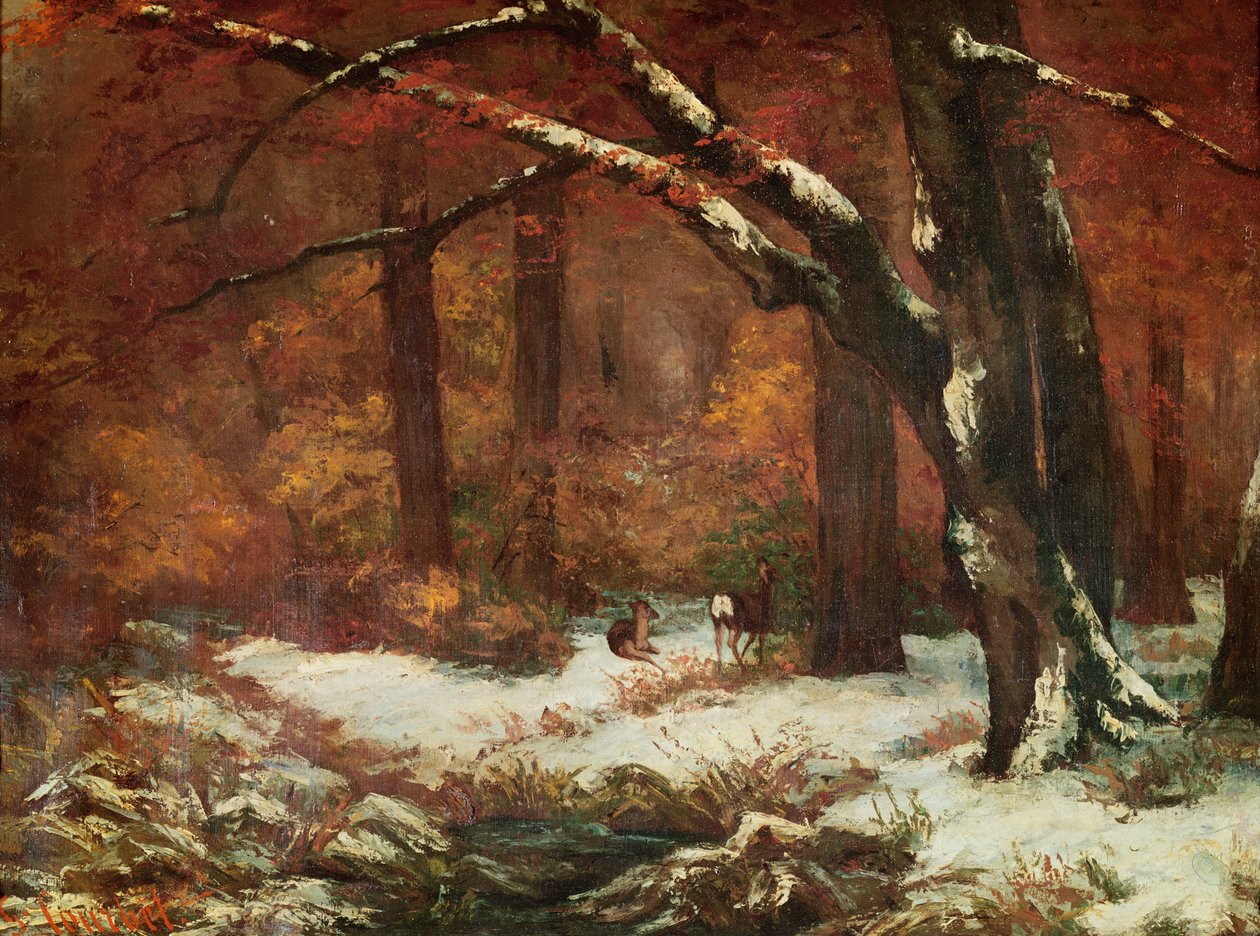 The Deer Retreating  by Gustave Courbet