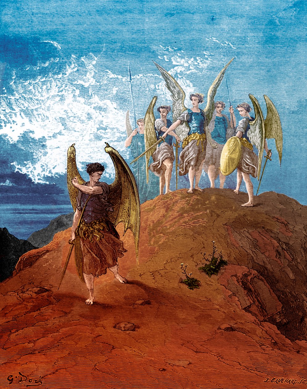 Paradise Lost: Satan is conquered. by Gustave Dore