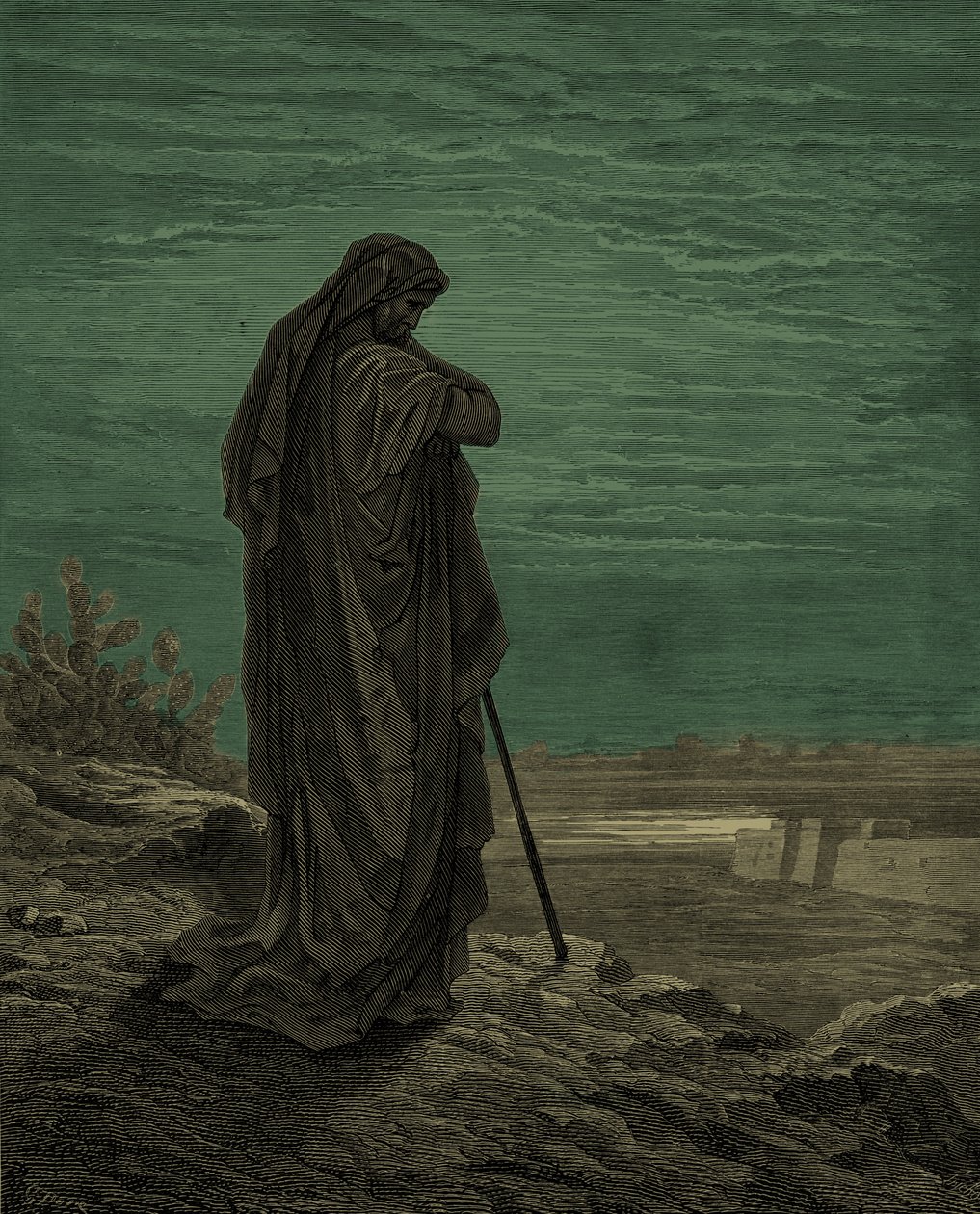 Jephthah ın kızı İphis ona doğru dans ediyor - İncil by Gustave Dore