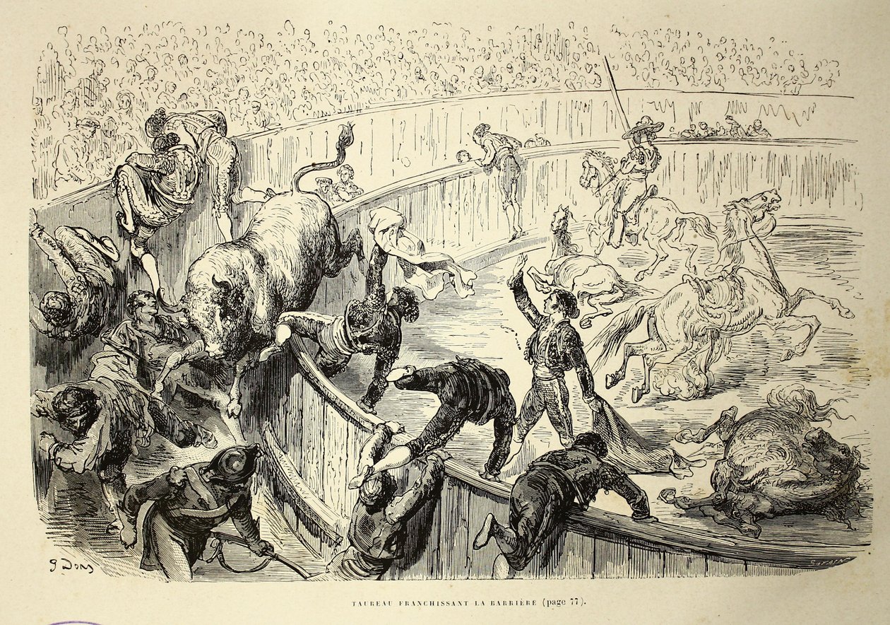 Bariyeri geçen boğa by Gustave Dore