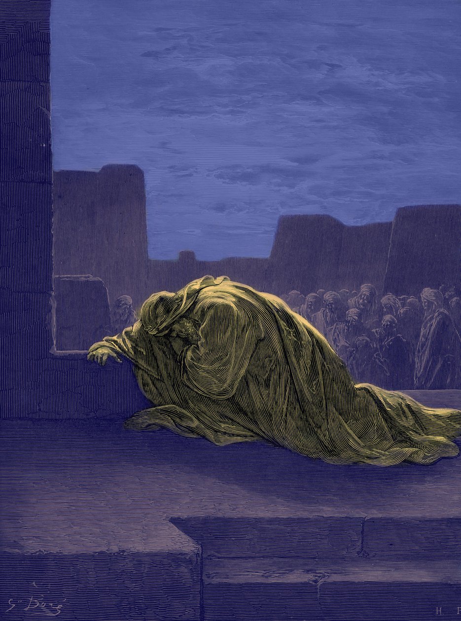 The prophet Ezra praying, by Gustave Doré. - Bible by Gustave Dore
