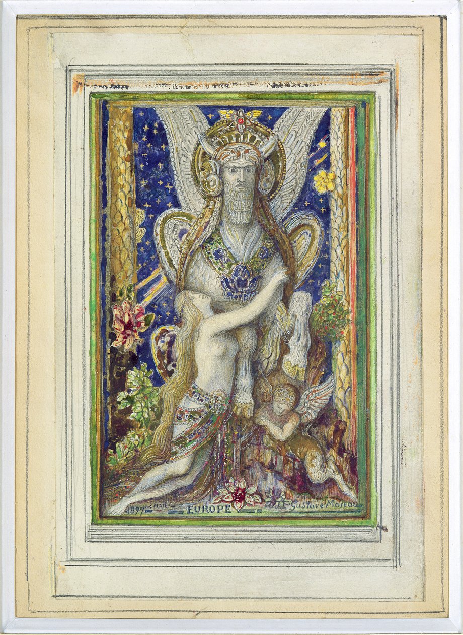 Avrupa, 1897 (kağıt üzerinde kalem ve tuvalet) by Gustave Moreau