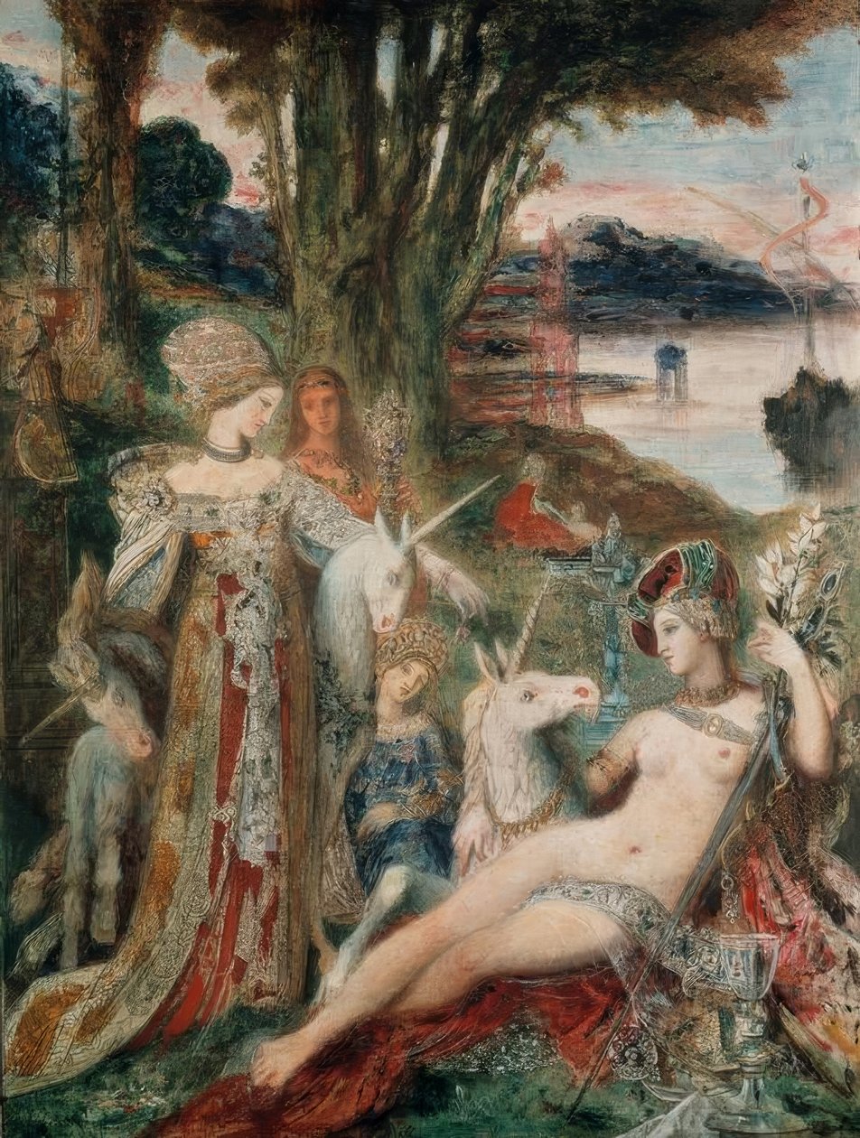 tek boynuzlu atlar by Gustave Moreau