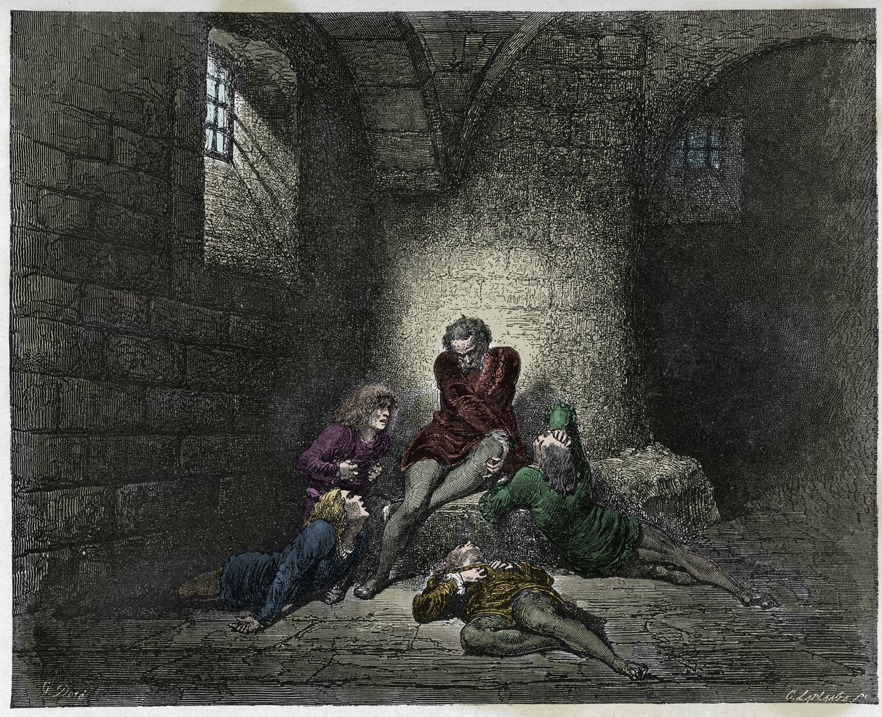 Inferno, Canto 34: Virgil dhe Dante ngjiten në botën e sipërme, ilustrim nga Komedia Hyjnore nga Dante Alighieri, 1885 (gdhendje me ngjyra dixhitale) ki by Gustave after Dore