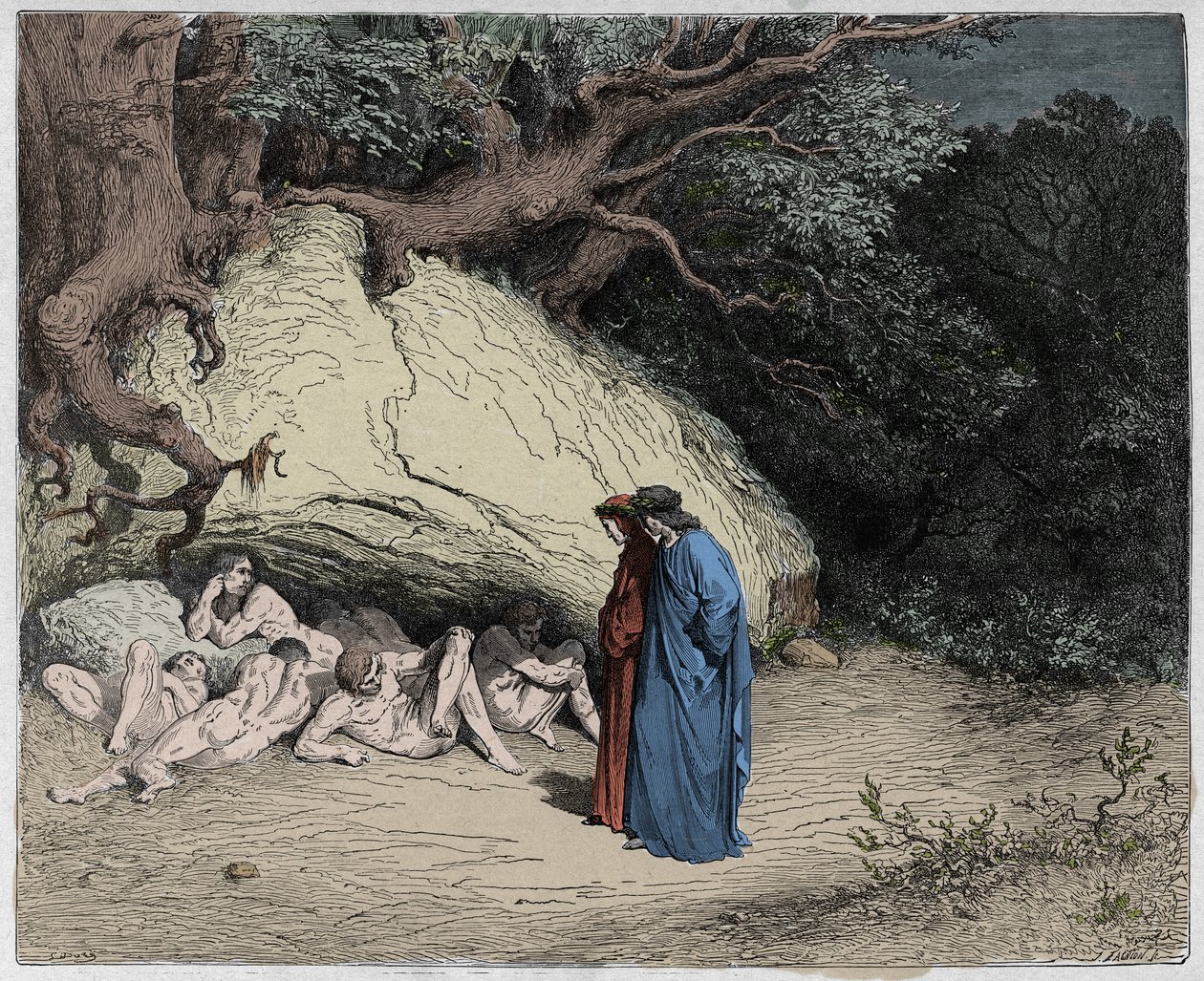 Inferno, Canto 4 : The innocent souls in Limbo, illustration from The Divine Comedy by Dante Alighieri, 1885 (digitally coloured engraving) by Gustave after Dore