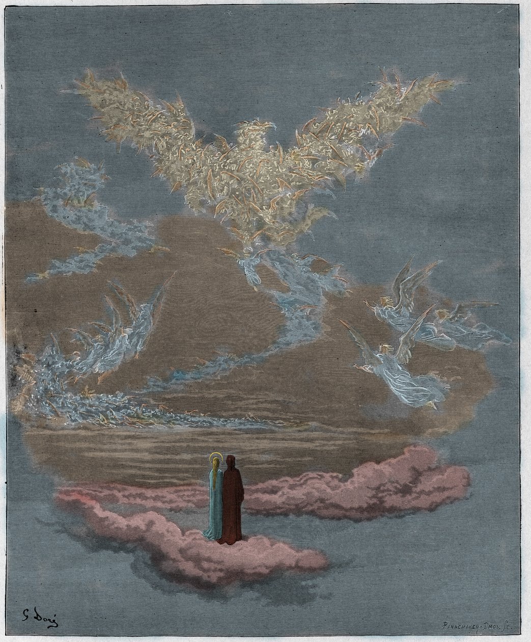Paradiso, Canto 19 : The blessed souls form an eagle in the sky , illustration from The Divine Comedy by Dante Alighieri, 1885 (digitally coloured engraving) by Gustave after Dore