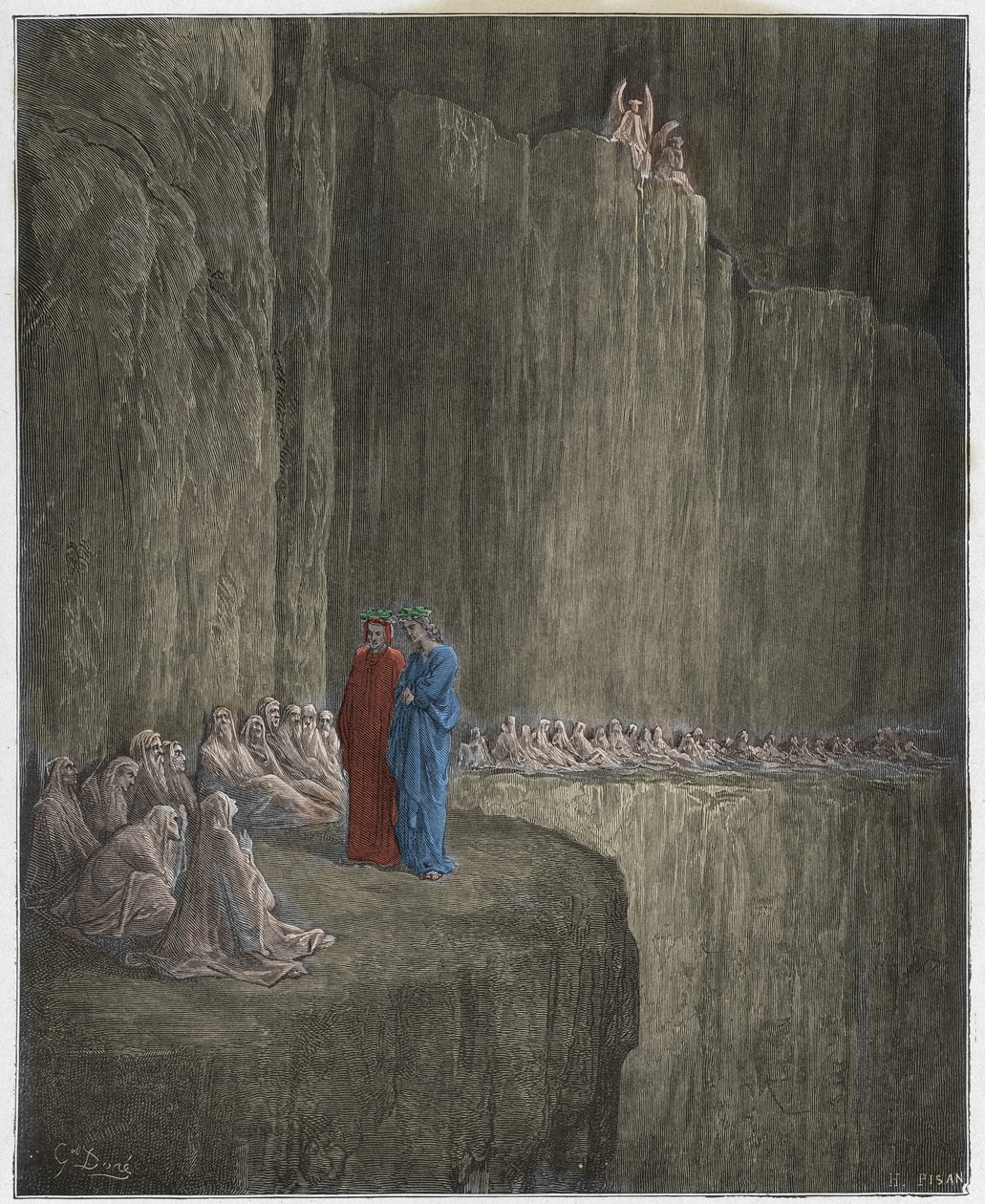 Purgatorio, Canto 13: Shpirtrat e ziliqarëve, ilustrim nga Komedia Hyjnore nga Dante Alighieri, 1885 (gdhendje me ngjyra dixhitale) by Gustave after Dore