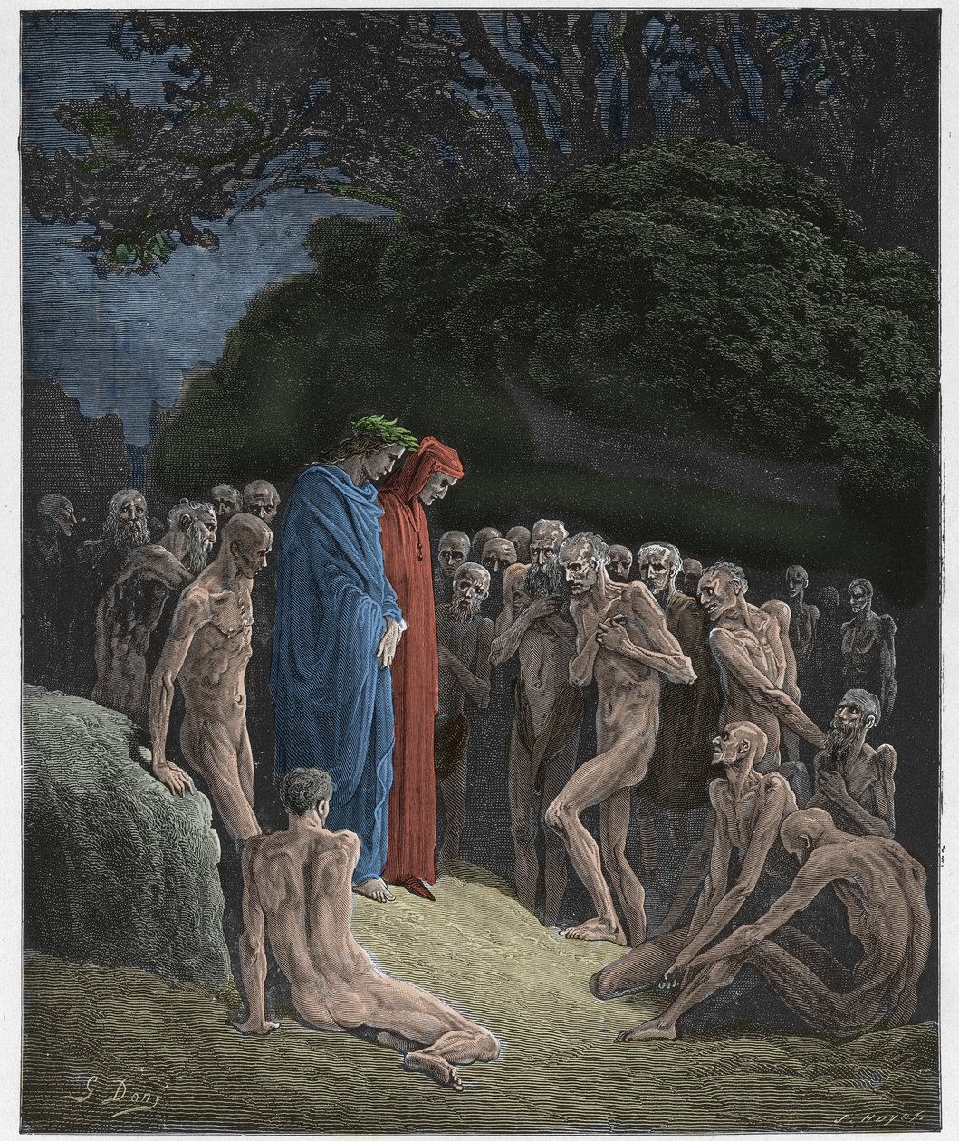 Purgatorio, Canto 23 : The souls of the gluttonous, illustration from The Divine Comedy by Dante Alighieri, 1885 (digitally coloured engraving) by Gustave after Dore