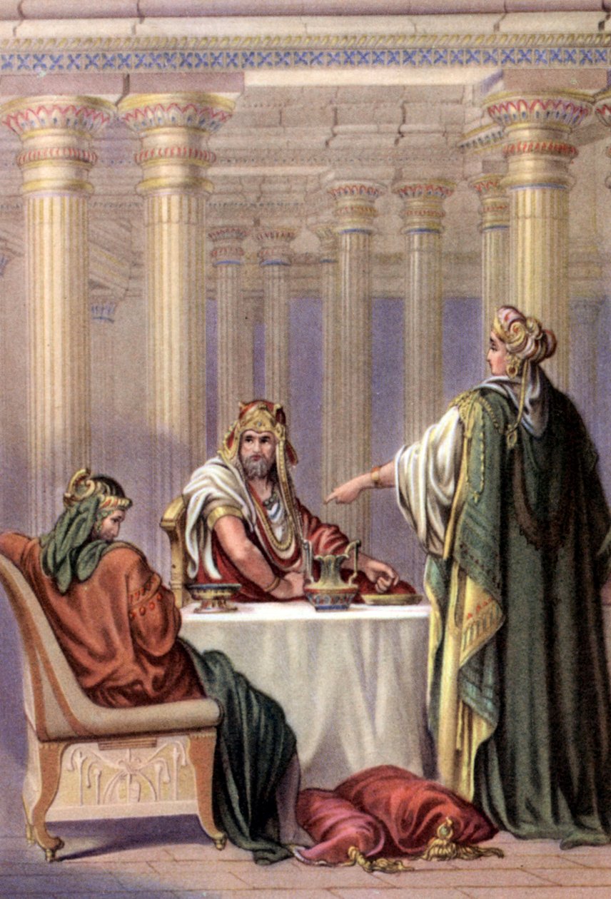 Aman'ı suçlayan Esther, 1950'ler (kartpostal) by Gustave (after) Dore
