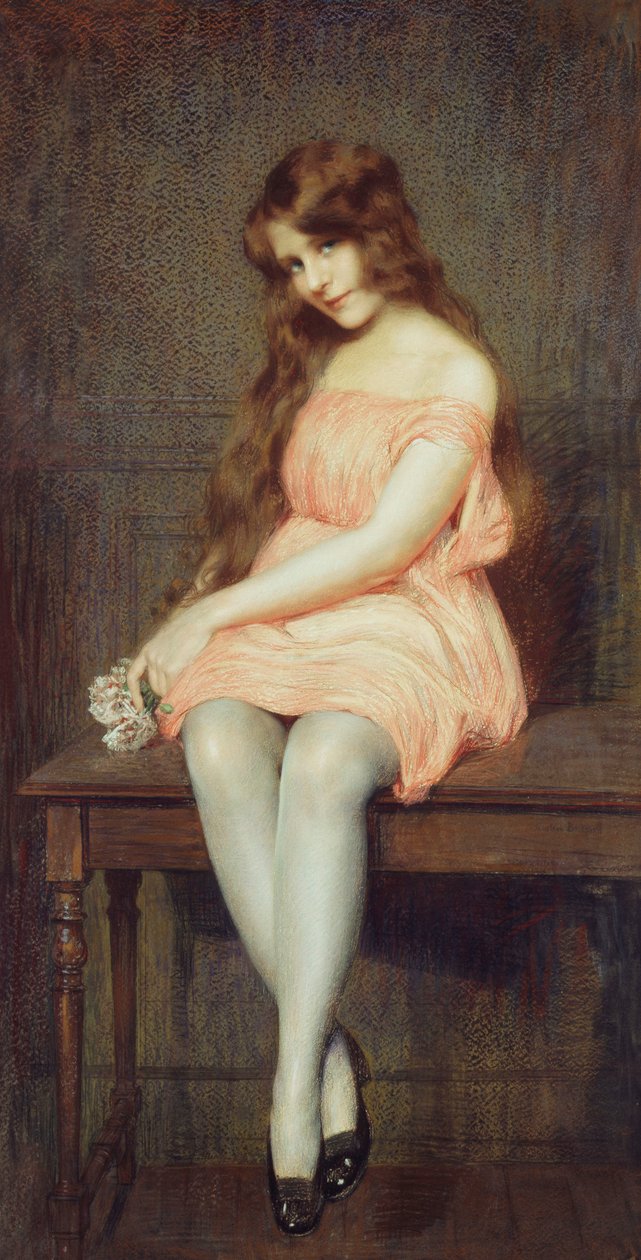 Kırmızı Elbiseli Genç Kız by Gustave Brisgand