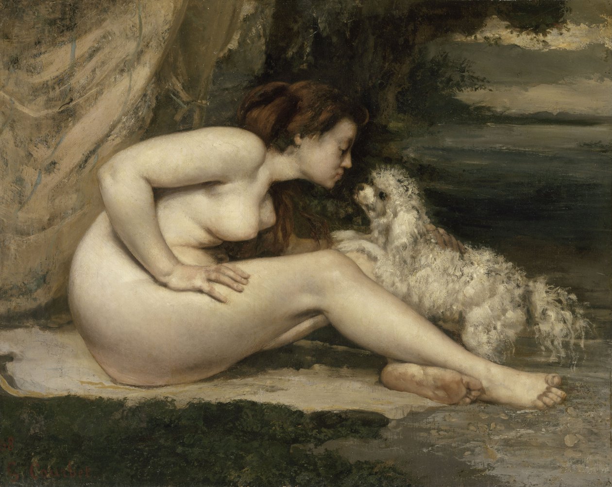 Köpekli Çıplak Kadın, 1861-1862 by Gustave Courbet