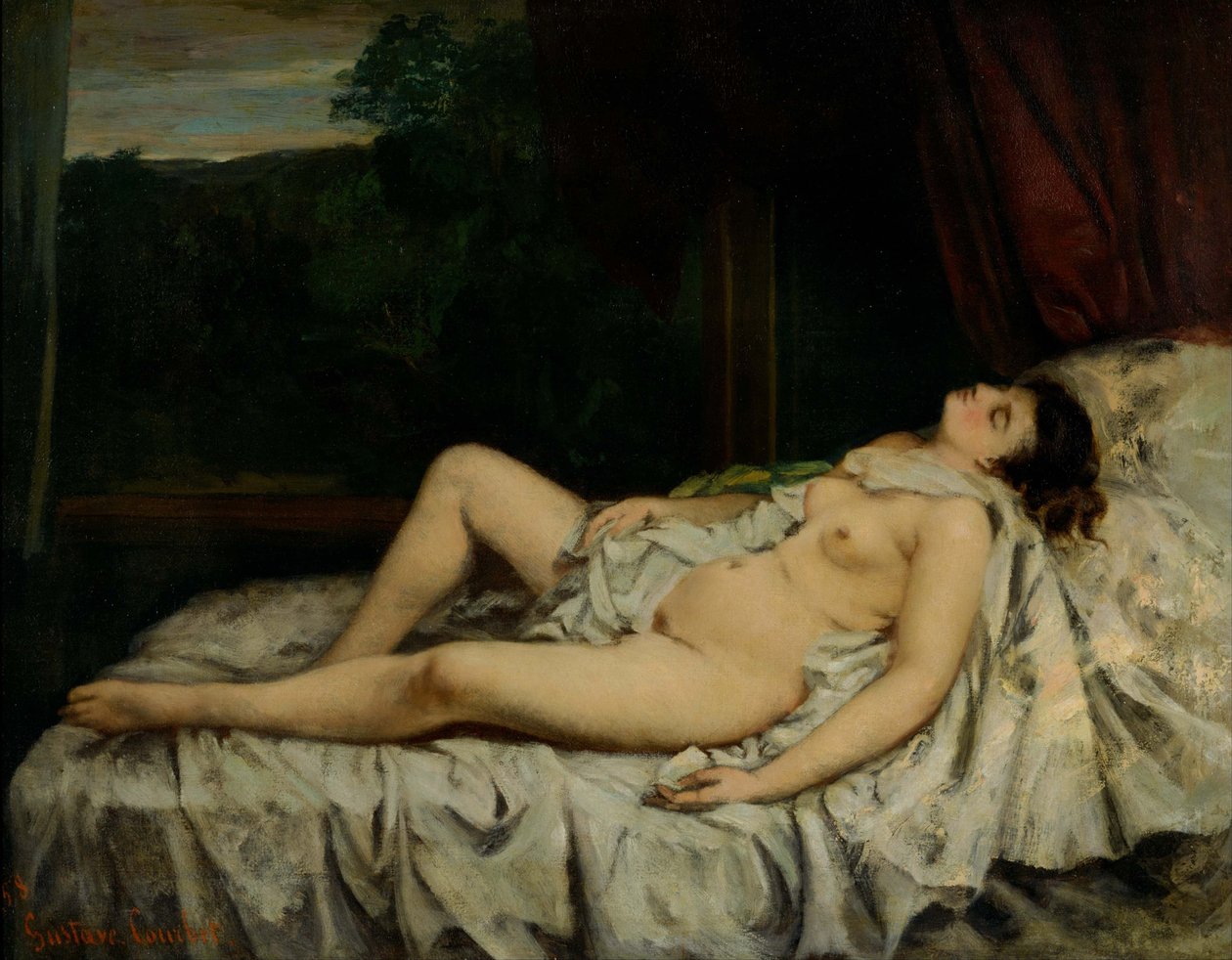uyku çıplak by Gustave Courbet
