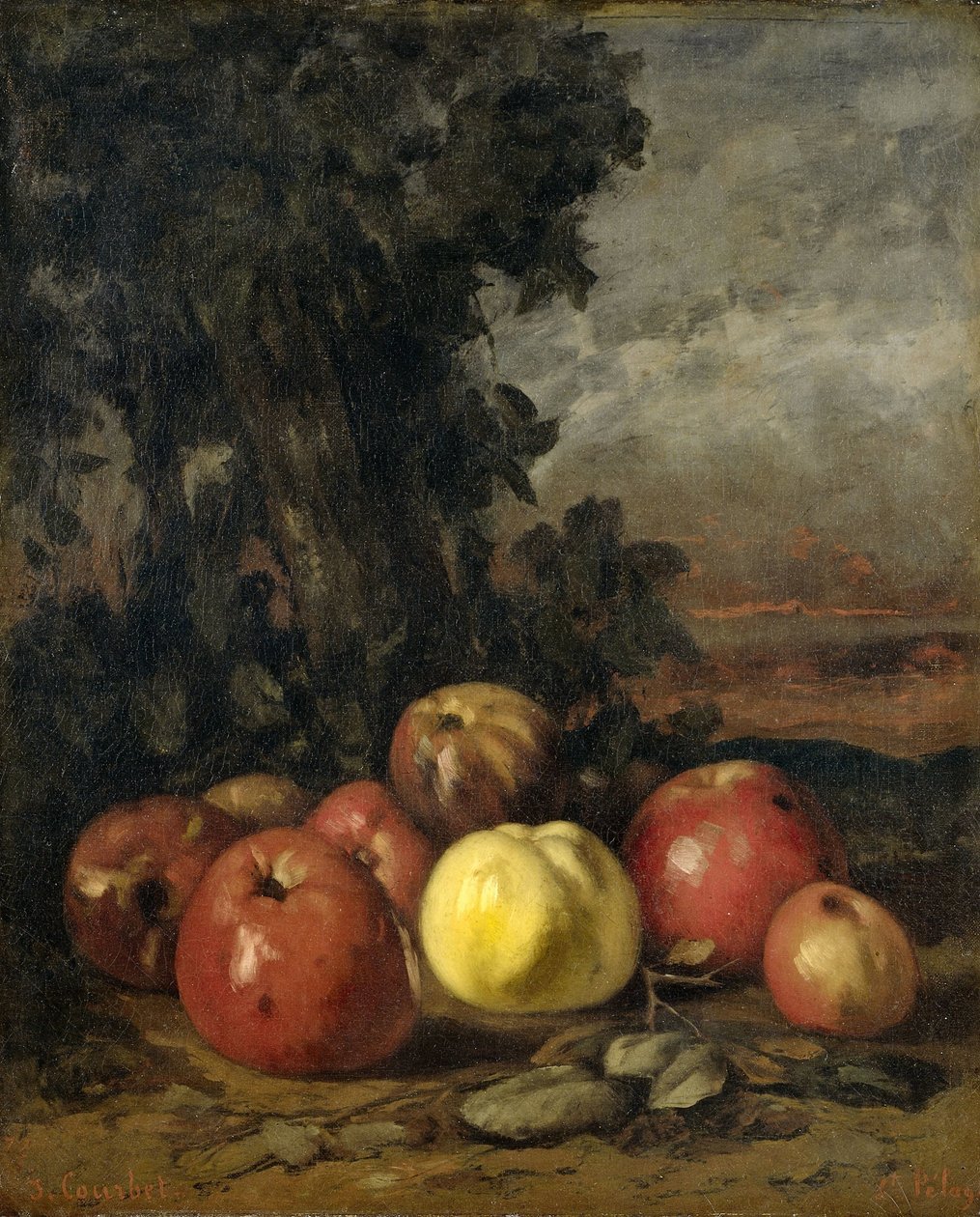 Elma ile Natürmort by Gustave Courbet