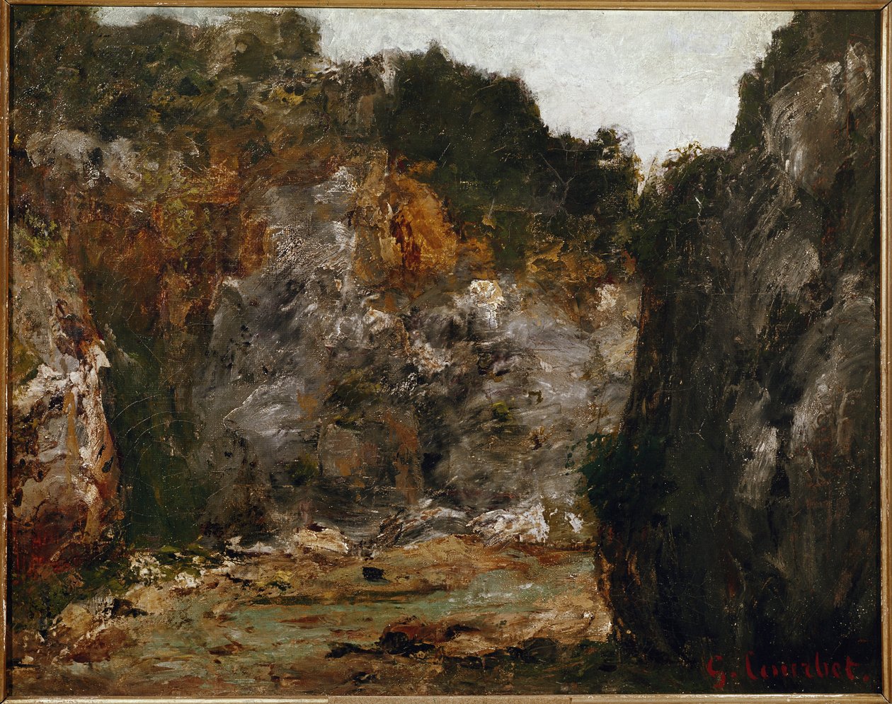 View of a defile Gorge by Gustave Courbet