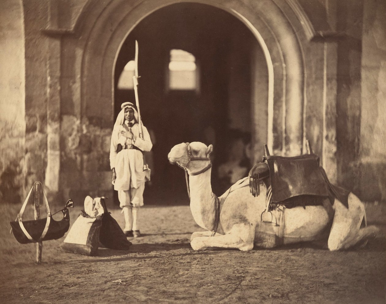 Yatan deve, 1866 dolayları (fotogravür) by Gustave Le Gray