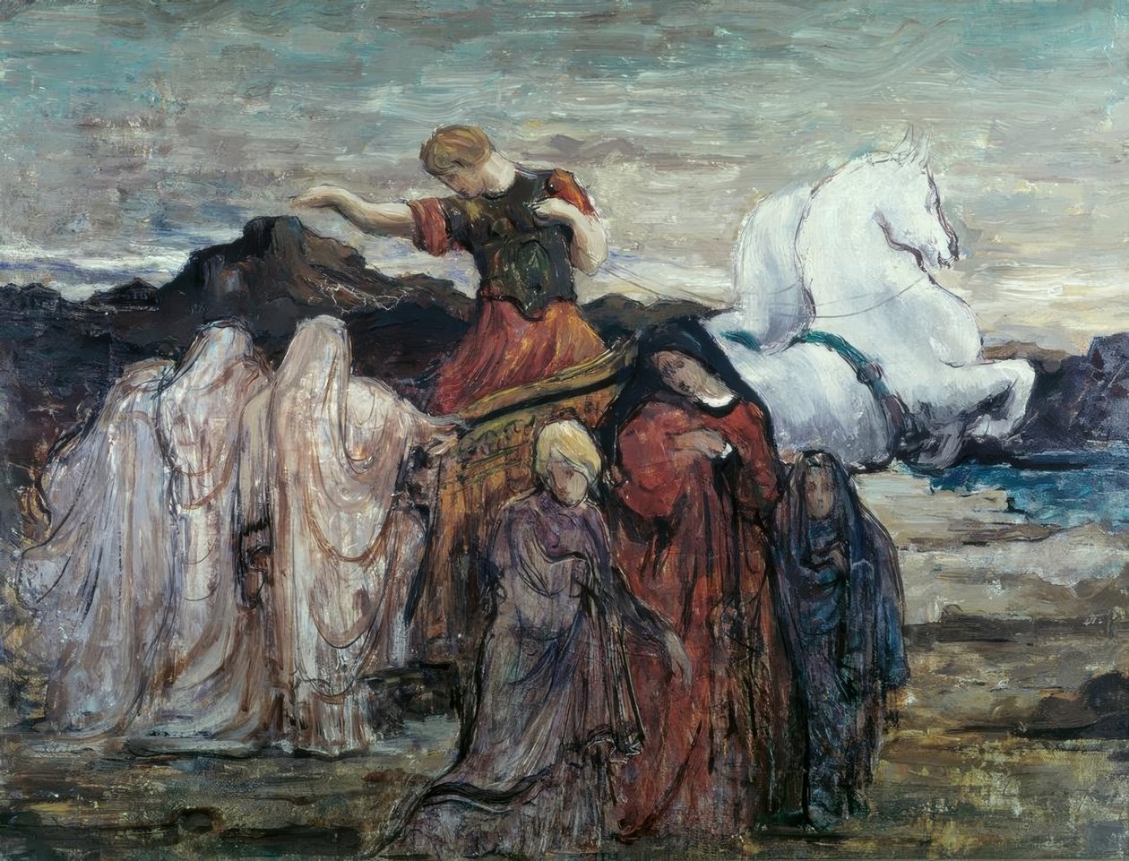 Phaëton ve üç kadın. Mitolojik sahne) by Gustave Moreau