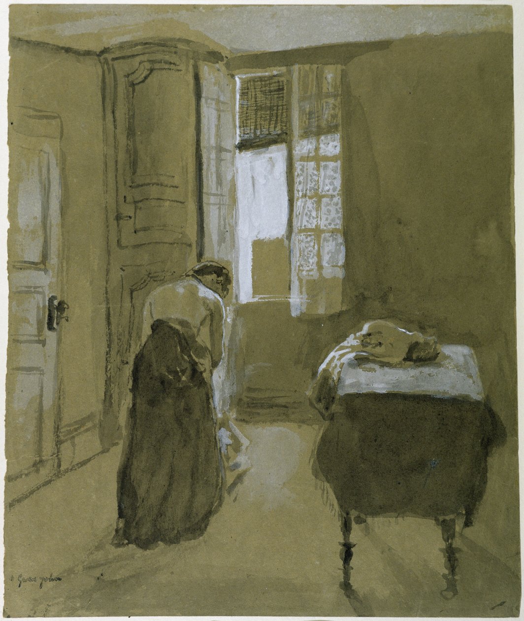 Kadın Giydirme, c.1907 (kağıt üzerinde yıkama) by Gwen John
