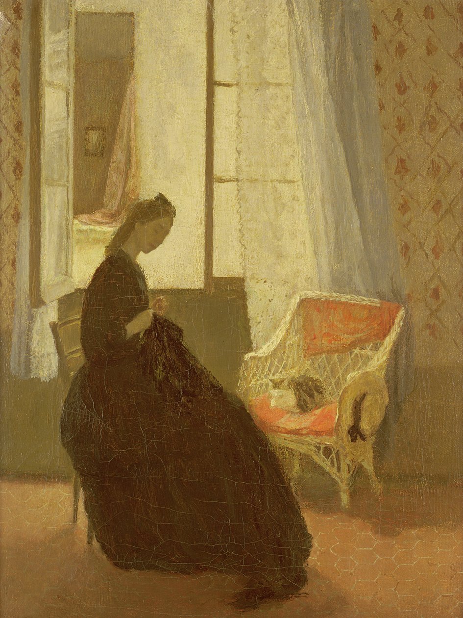 Pencerede Dikiş Yapan Kadın by Gwen John