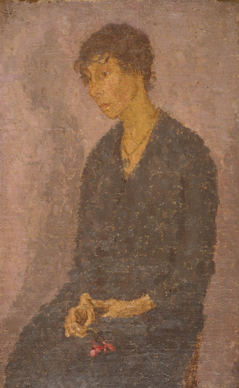 bir çiçek tutan kadın by Gwen John