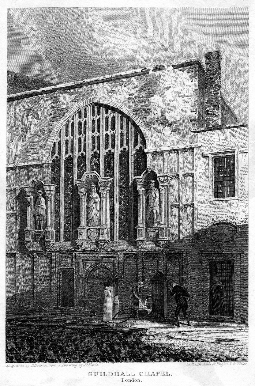Guildhall Şapeli, Londra Şehri, 1815. by H. Hobson