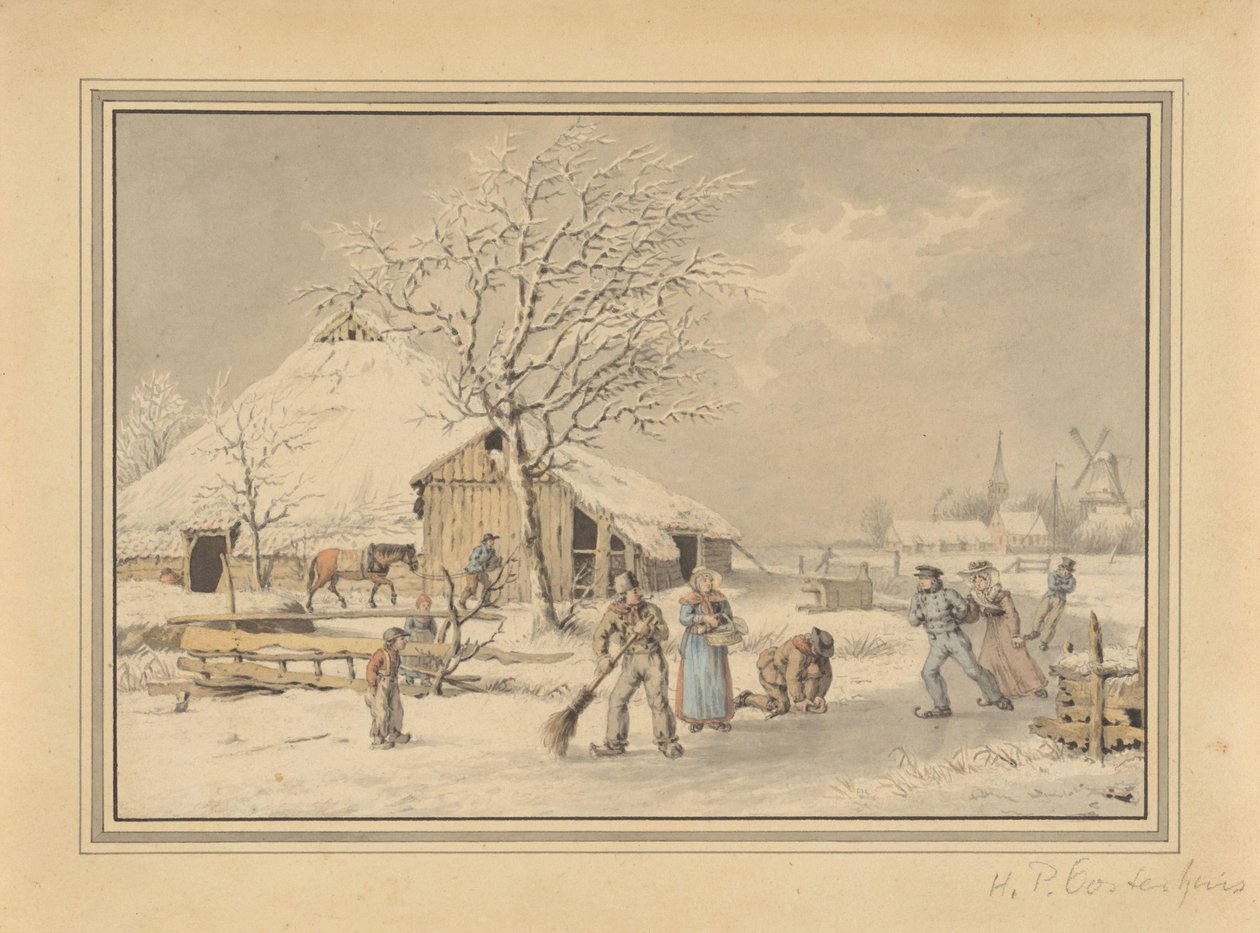 kış manzarası by Haatje Pieters Oosterhuis (attributed to)
