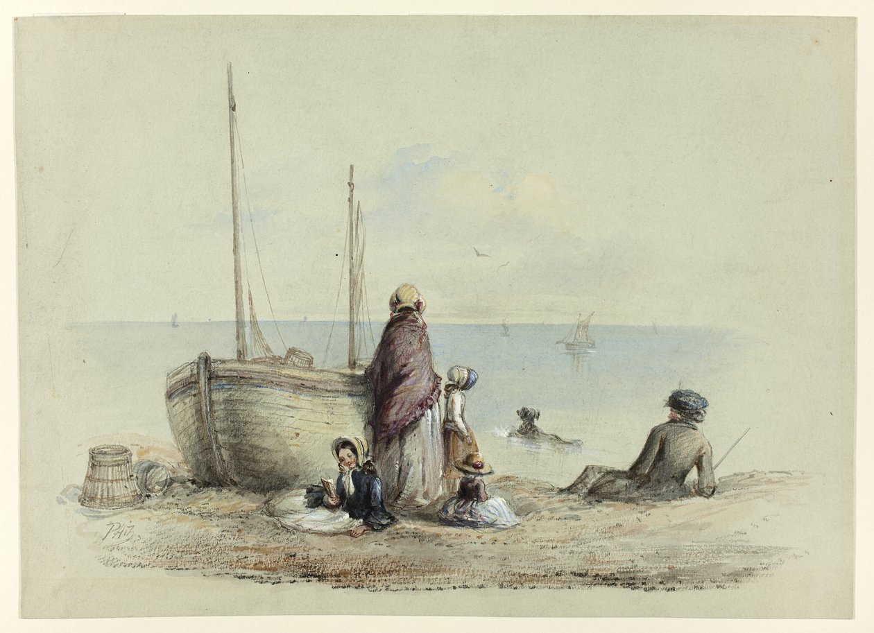 Aile bir sahilde by Hablot Knight Browne